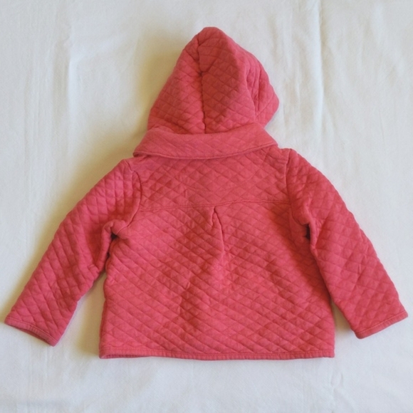 joe fresh coral pink quilted jacket with floral lined hood 12-18 month baby girl - Picture 9 of 10